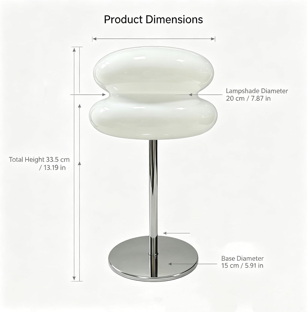 Glass Tart Shade Lamp, Chrome Base