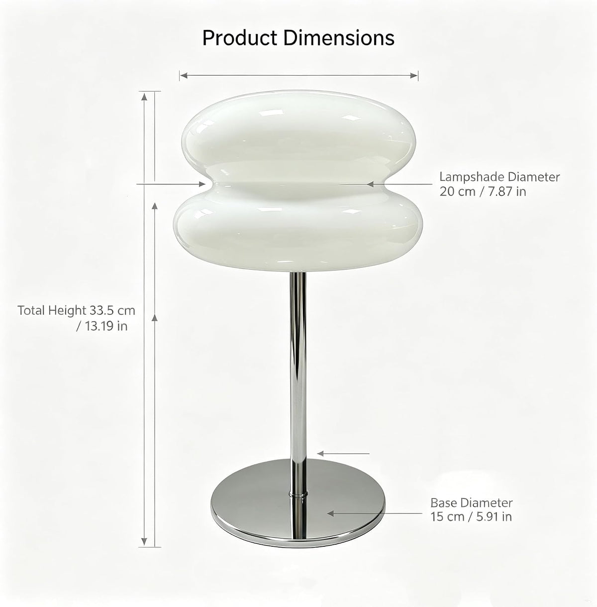 Glass Tart Shade Lamp, Chrome Base