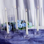 Clear Glass Hurricane Candlesticks, Set of Six