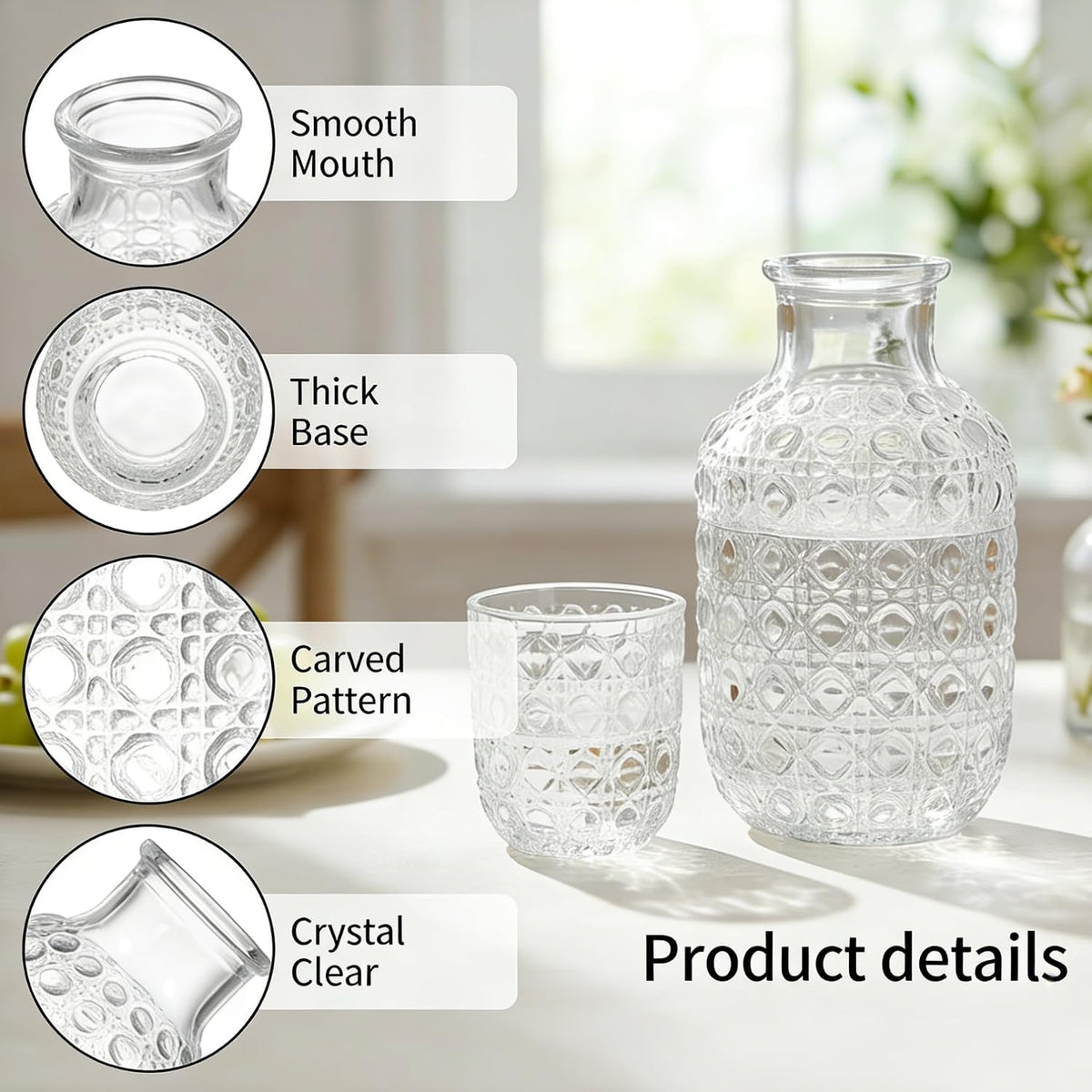 Hobnail Glass Bedside Carafe Set