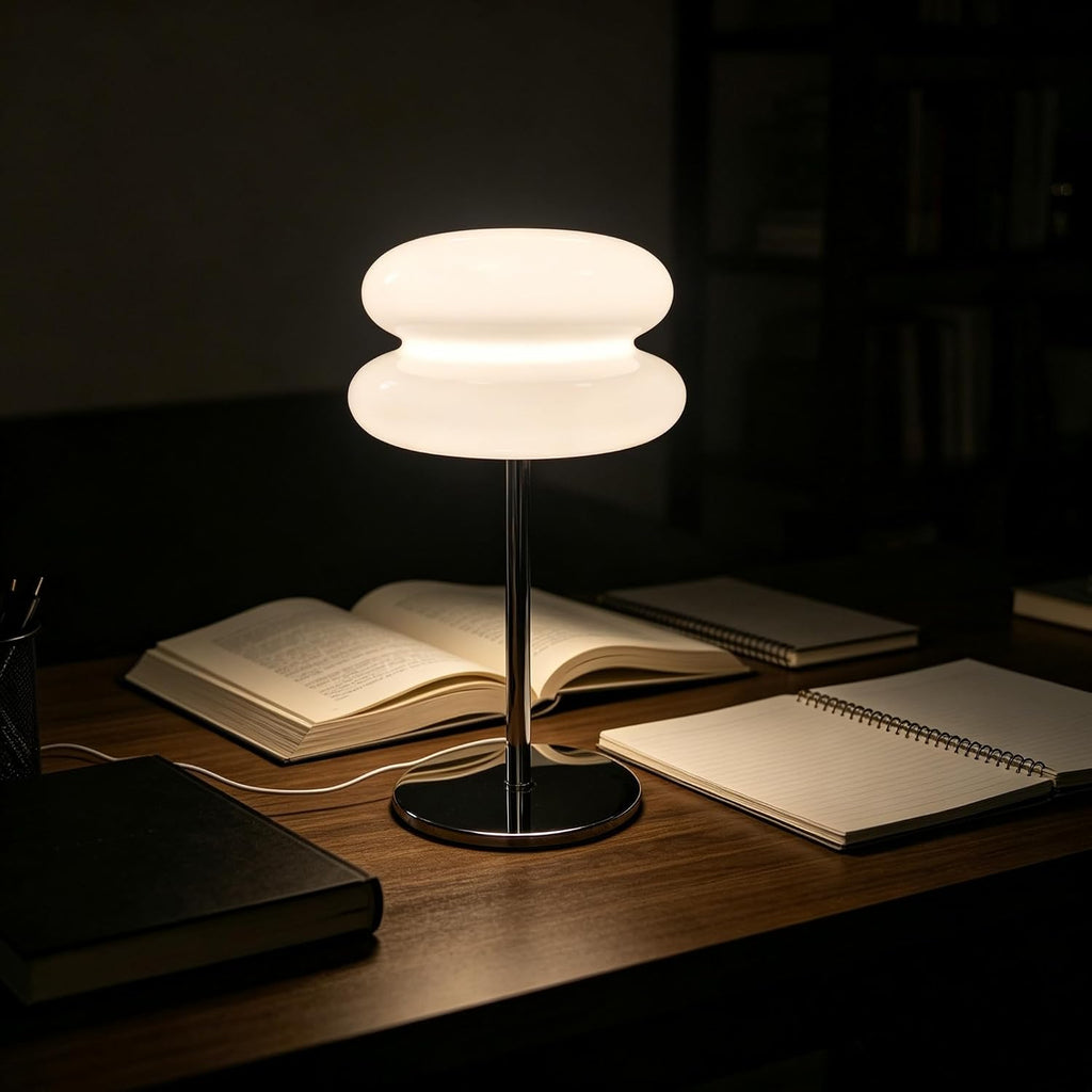 Glass Tart Shade Lamp, Chrome Base