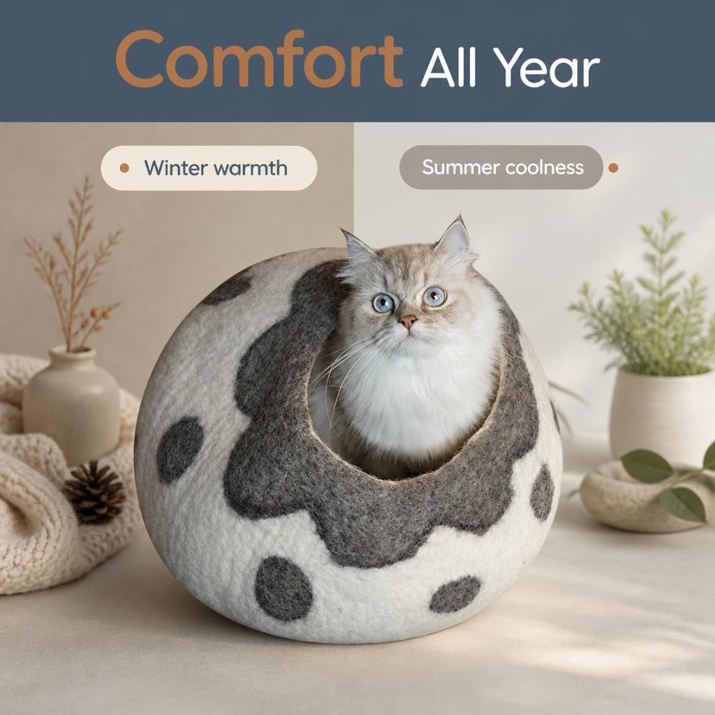 Hand-Felted Wool Cat Cave