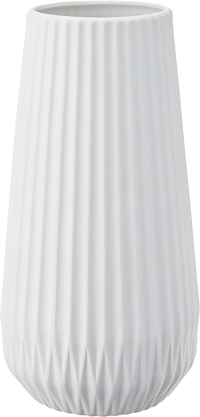 Tall Fluted Ceramic Vase, White