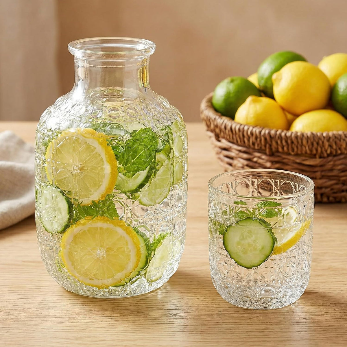 Hobnail Glass Bedside Carafe Set