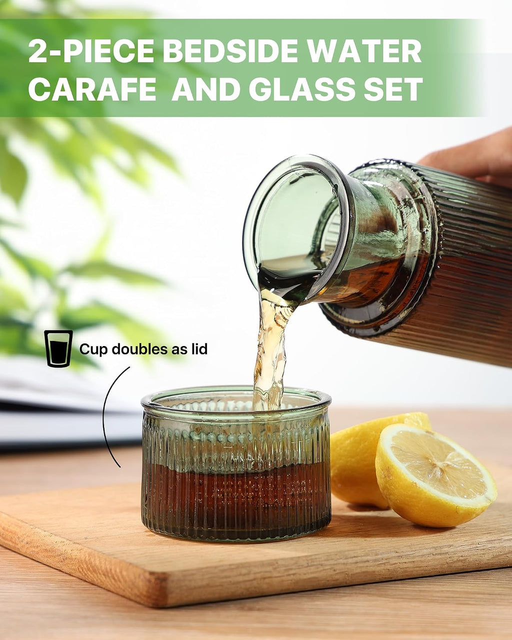 Fluted Glass Bedside Carafe Set