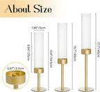 Fluted Glass Hurricane Candle Holders, Set of Three