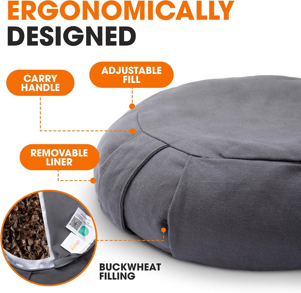 Buckwheat Meditation Cushion, Charcoal