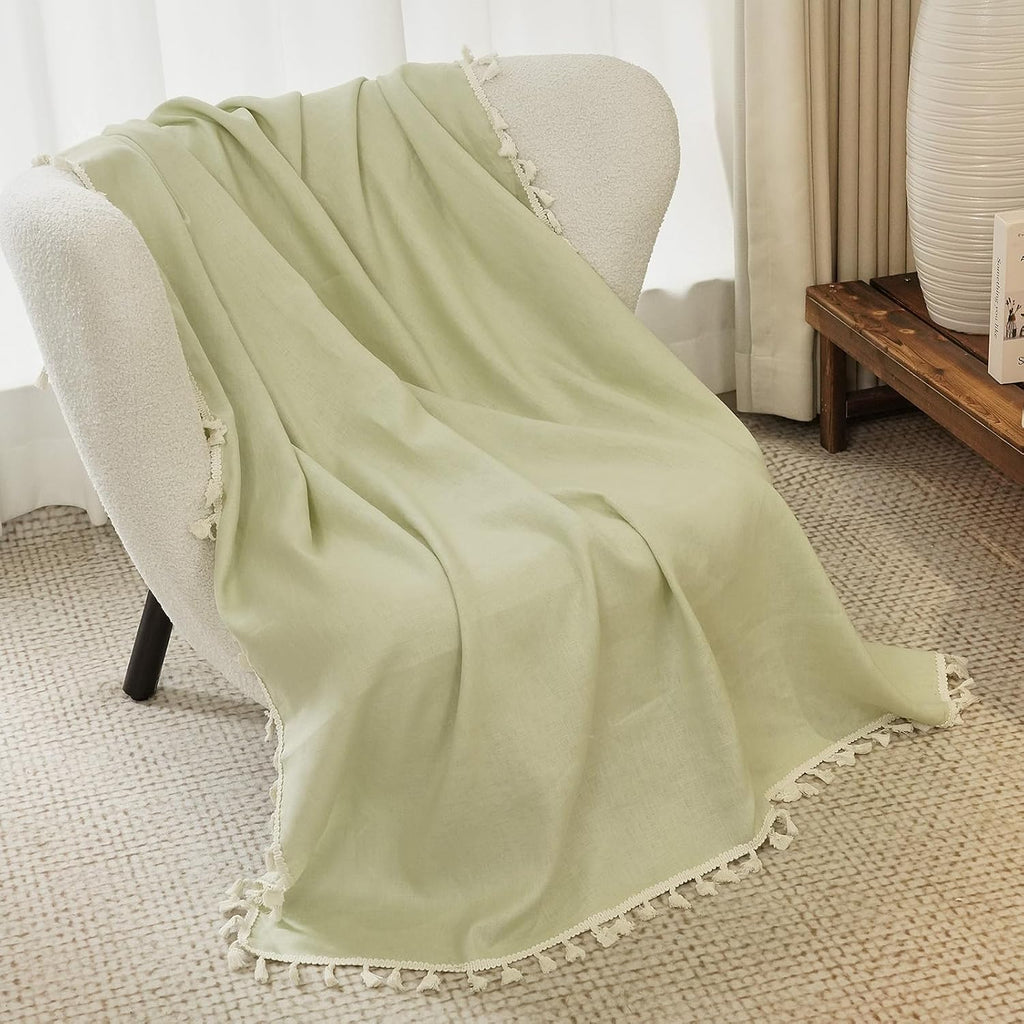 Pure Linen Fringed Throw