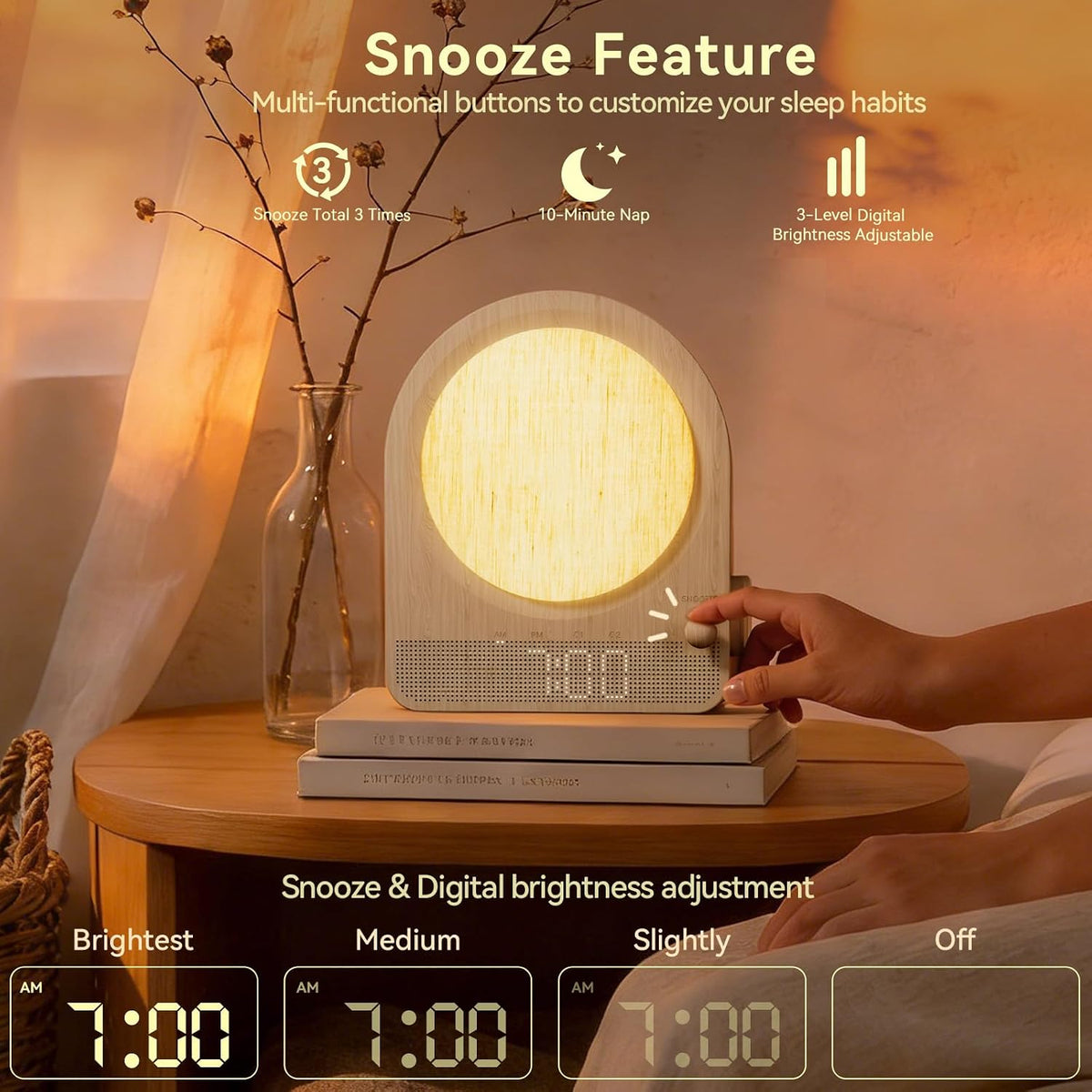 Wood Grain Sunrise Alarm Clock