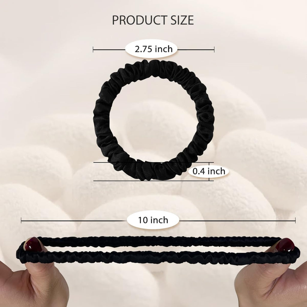 Mulberry Silk Scrunchies, Black, Set of Four