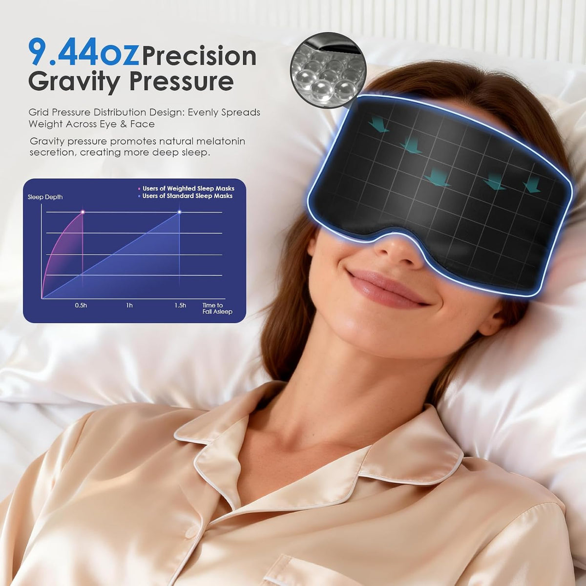 Weighted Silk Sleep Mask, Black