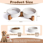 Ceramic Pet Bowls on Acacia Stand