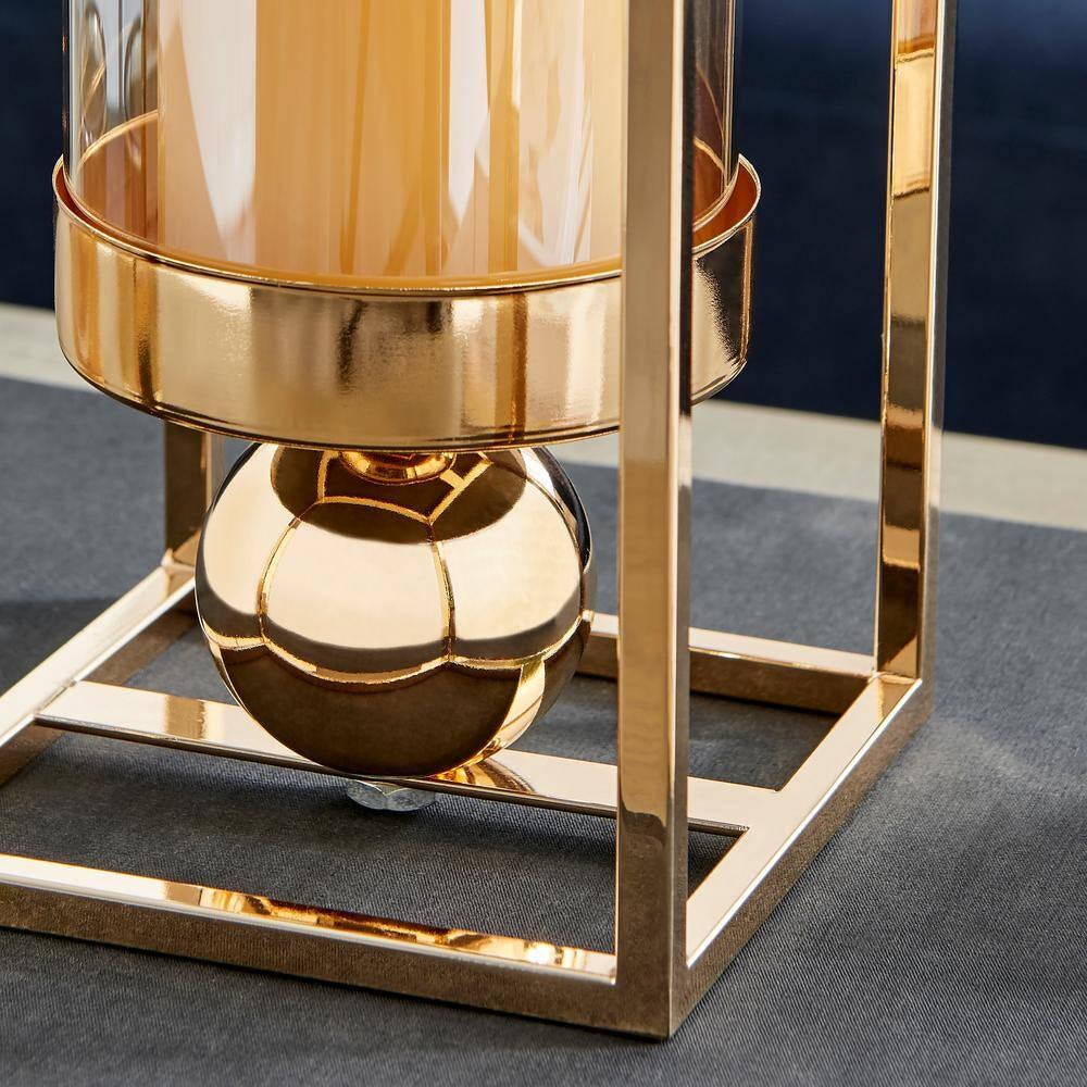 Gold-Tinted Glass Hurricane Candle Holder