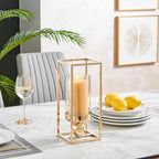 Gold-Tinted Glass Hurricane Candle Holder