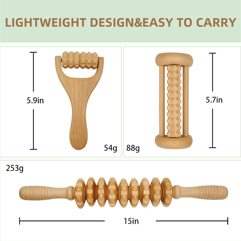 Natural Wood Massage Tool Set