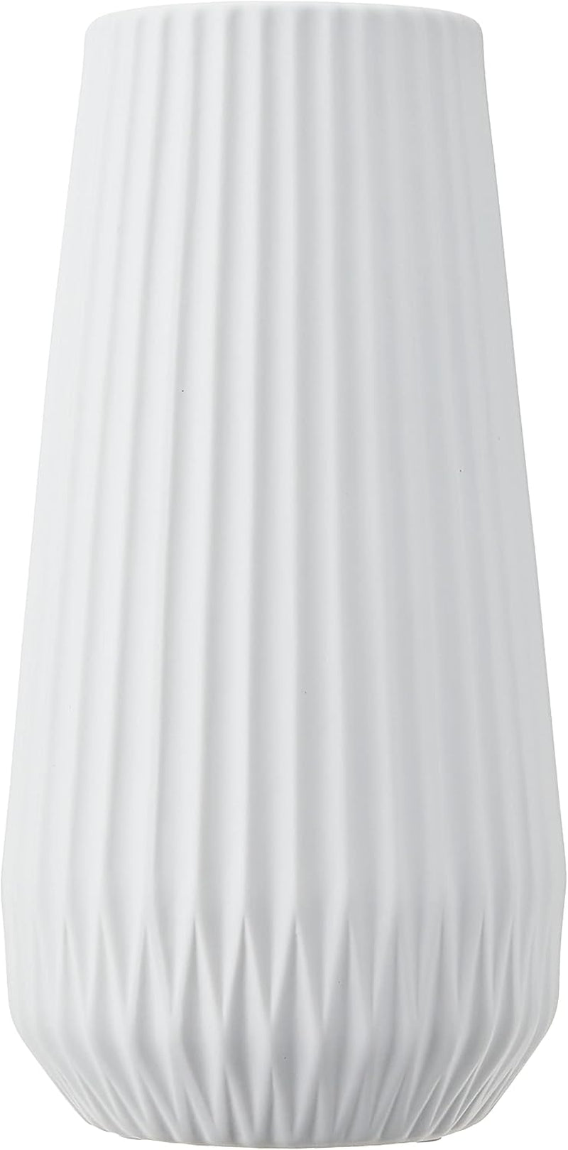 Tall Fluted Ceramic Vase, White