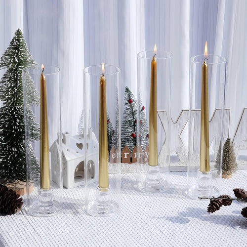 Clear Glass Hurricane Candlesticks, Set of Six