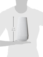 Tall Fluted Ceramic Vase, White