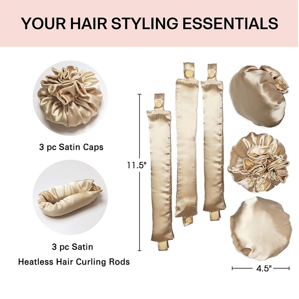 Satin Heatless Curling Set, Champagne