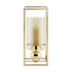 Gold-Tinted Glass Hurricane Candle Holder