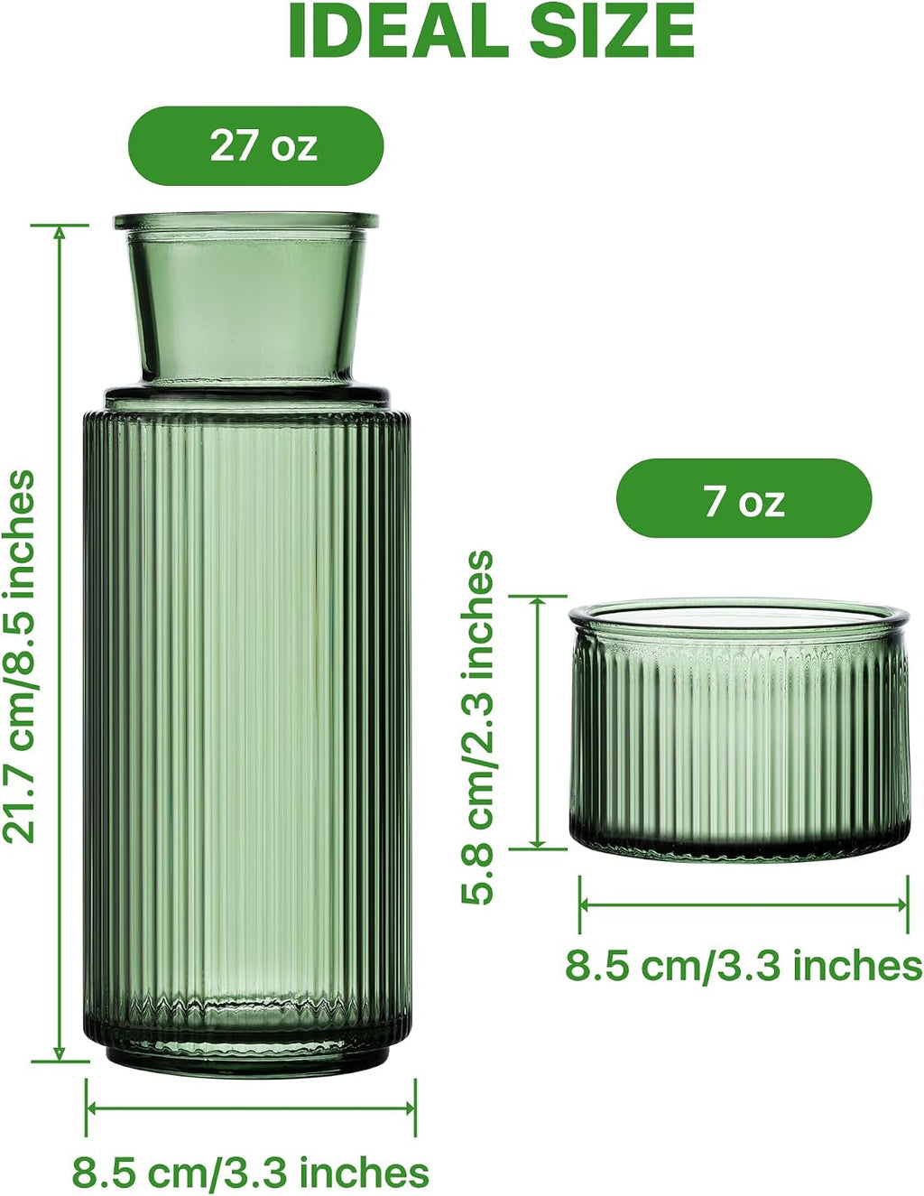 Fluted Glass Bedside Carafe Set