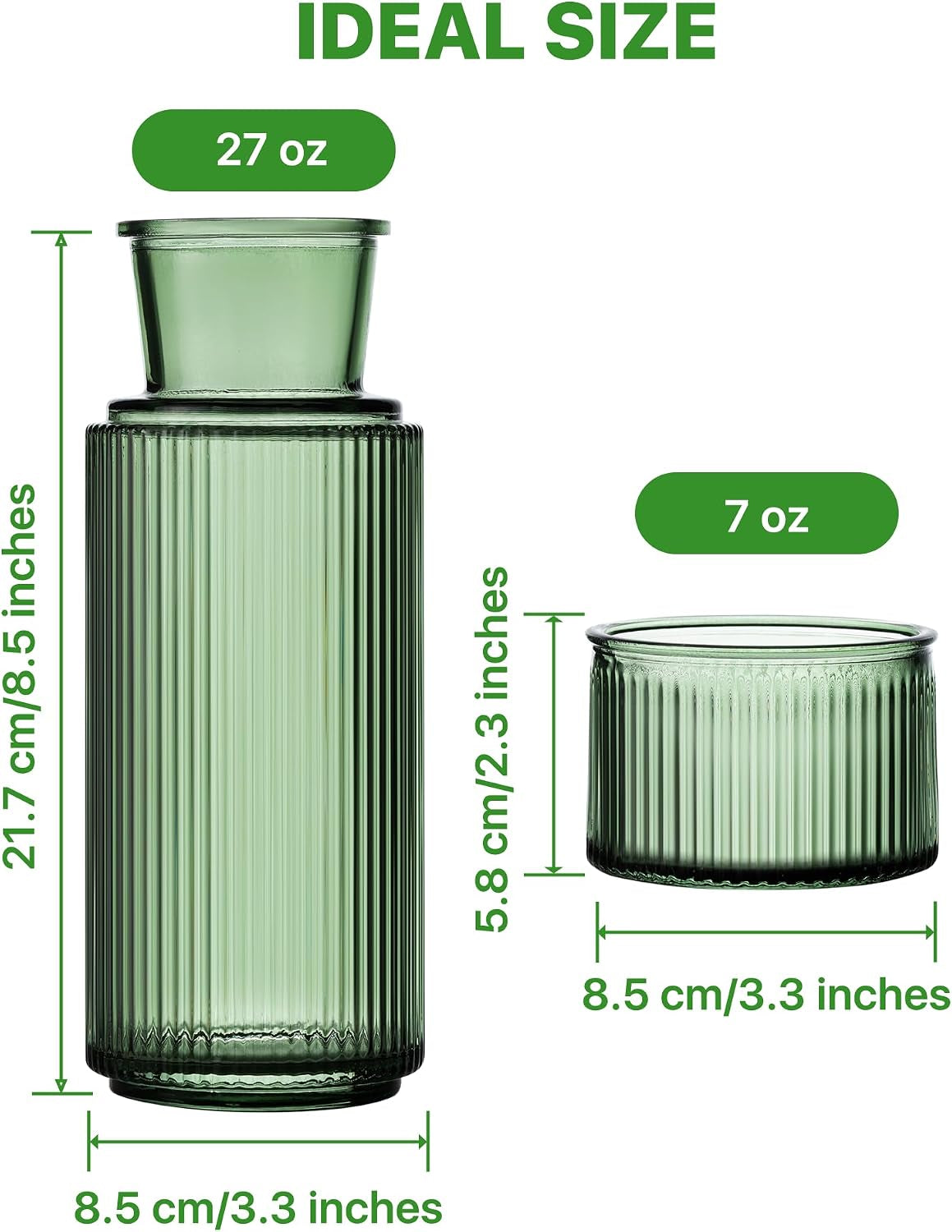 Fluted Glass Bedside Carafe Set